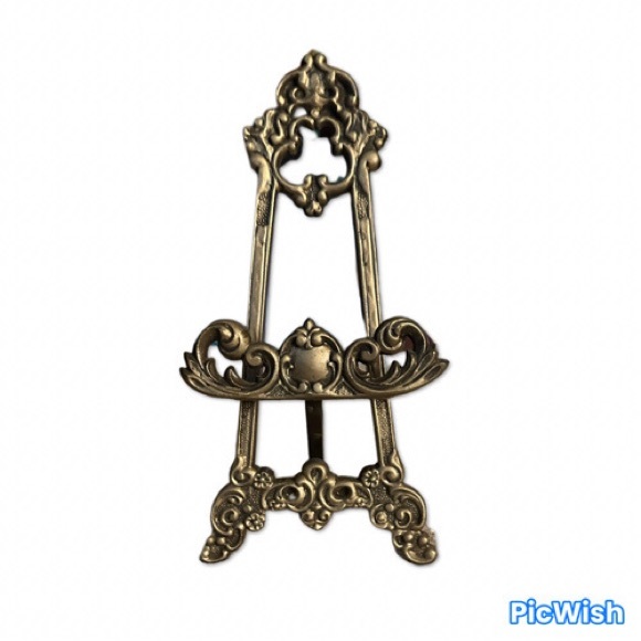 Mid-Century Ornate bronze finished easel with hinged stand - Picture 2 of 4